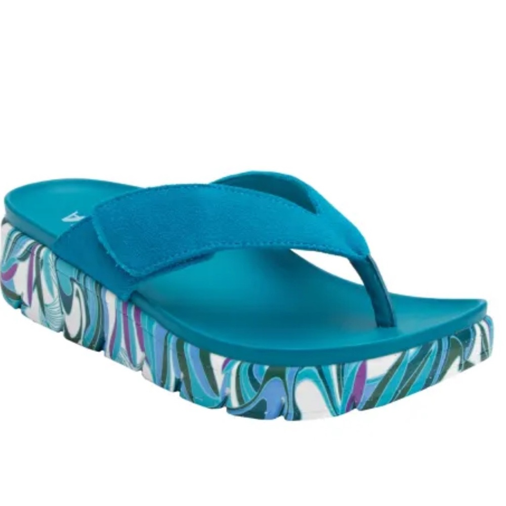 SOLD Alegria Flip Flop Platform Sandals with Patterned Sole